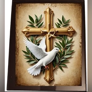 A Golden Cross In A Glass Front Frame 8x10 Picture AI wall